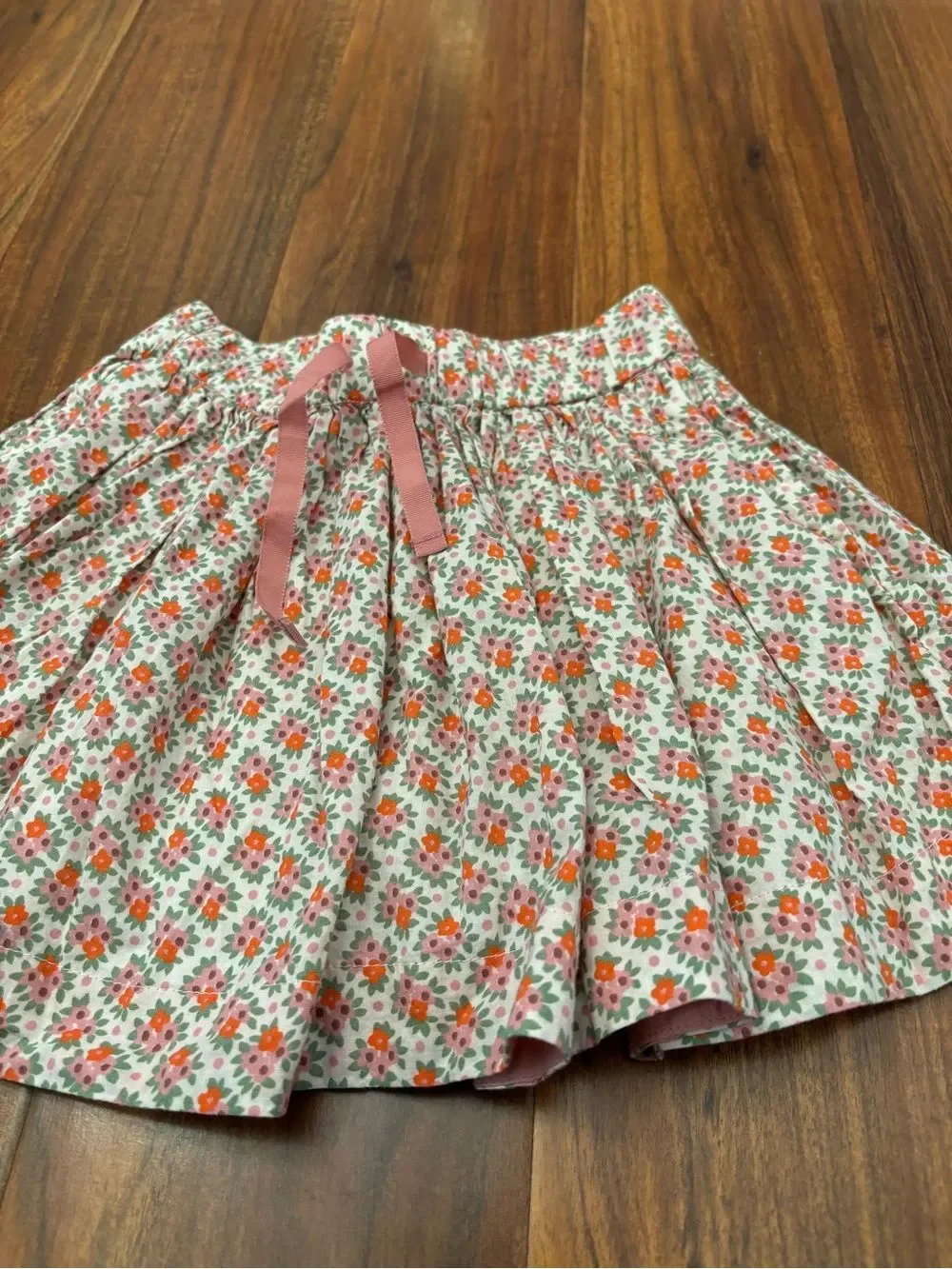 Mini Boden cream/pink/orange floral skirt - Picture 3 of 4